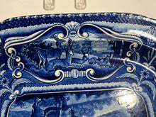 Load image into Gallery viewer, Staffordshire Blue Transfer Quadrupeds Platter with Rhino Ca. 1825

