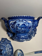 Load image into Gallery viewer, Dark Blue Staffordshire Quadrupeds Soup Tureen and Tray Camel
