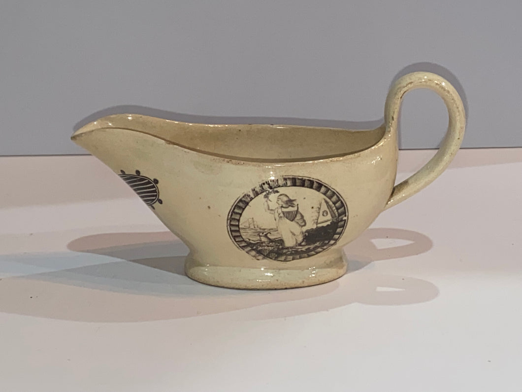 Staffordshire Creamware Liverpool Creamer With Columbia at Washington Memorial Transfer Ca. 1800