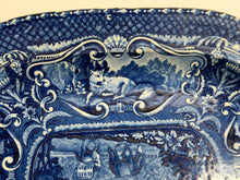 Load image into Gallery viewer, Staffordshire Blue Transfer Quadrupeds Platter Horses Ca. 1825
