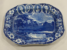 Load image into Gallery viewer, Historical Staffordshire Blue Platter Oatlands Surrey 4 Medallion Erie Canal
