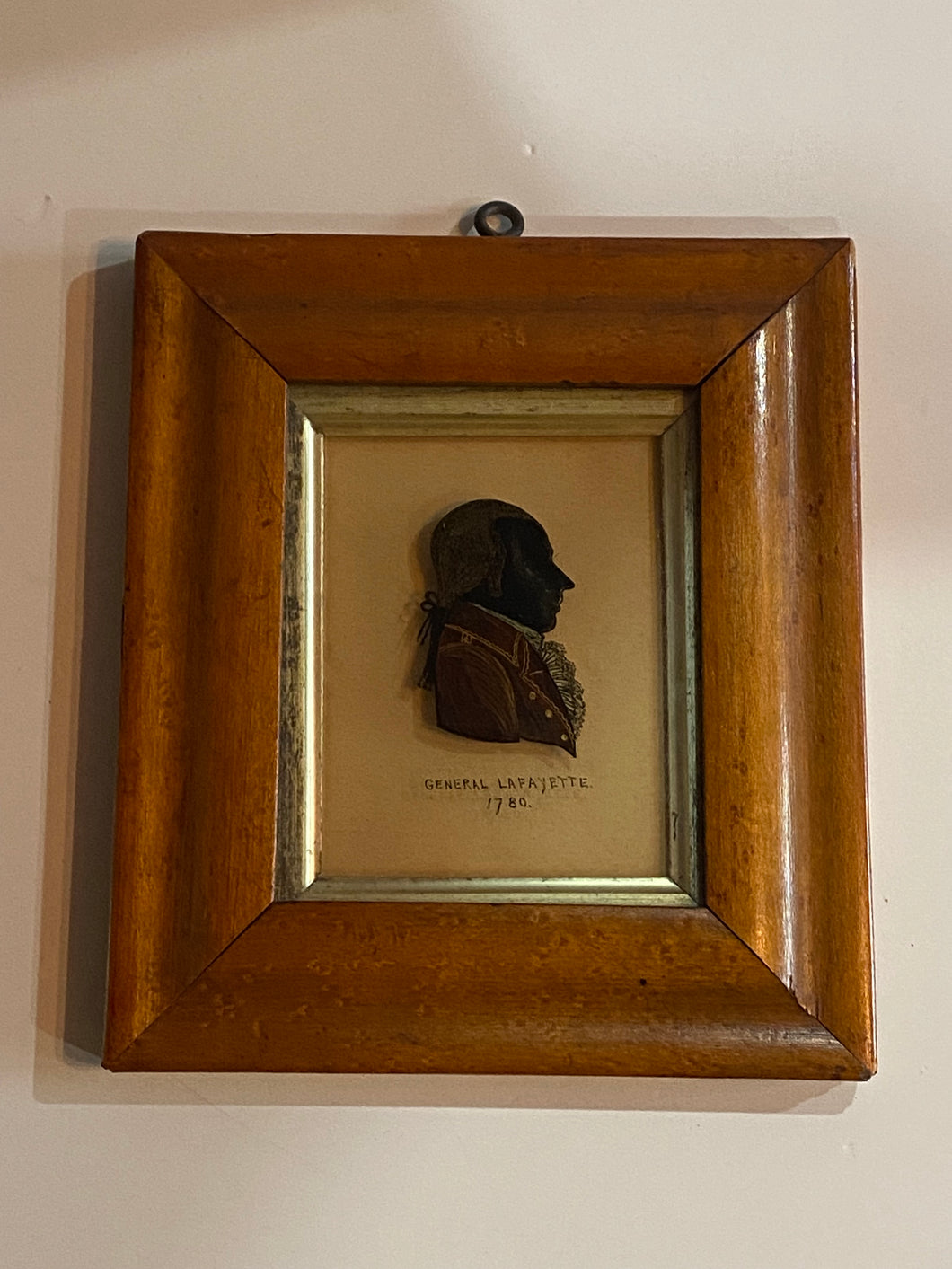 Antique 19th Century Reverse on Glass Silhouette of General Lafayette