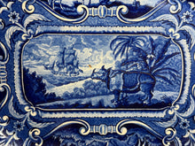 Load image into Gallery viewer, Staffordshire Blue Transfer Quadrupeds Platter with Rhino Ca. 1825
