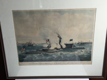 Load image into Gallery viewer, Original Currier &amp; Ives Large Folio Monitor &amp; Merrimac Ship Battle Civil War

