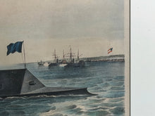 Load image into Gallery viewer, Original Currier &amp; Ives Large Folio Monitor &amp; Merrimac Ship Battle Civil War
