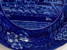 Load image into Gallery viewer, Historical Staffordshire Blue Dinner Plate Landing of Lafayette Castle Gardens
