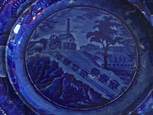Load image into Gallery viewer, Historical Staffordshire Blue Baltimore and Ohio Railroad Plate Incline Ca. 1825
