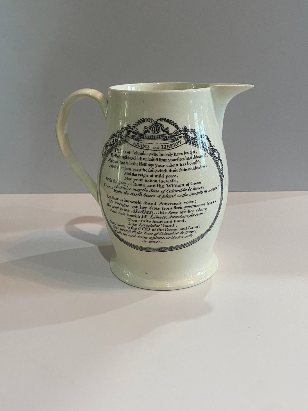 Staffordshire Creamware John Adams and Liberty Poem American Ship