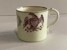 Load image into Gallery viewer, Staffordshire Pearlware “The Land of Liberty” Childs Mug American Eagle Shield
