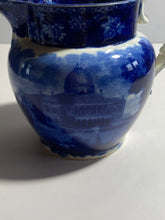 Load image into Gallery viewer, Historical Staffordshire Blue Pitcher Boston State House Scudder’s Museum 1825
