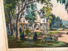 Load image into Gallery viewer, Original Currier &amp; Ives Print Summer In The Country Large Folio Horse Mansion
