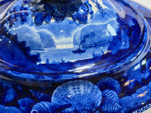 Load image into Gallery viewer, Historical Staffordshire Blue Soup Tureen Bellville On Passaic River Rare 1825
