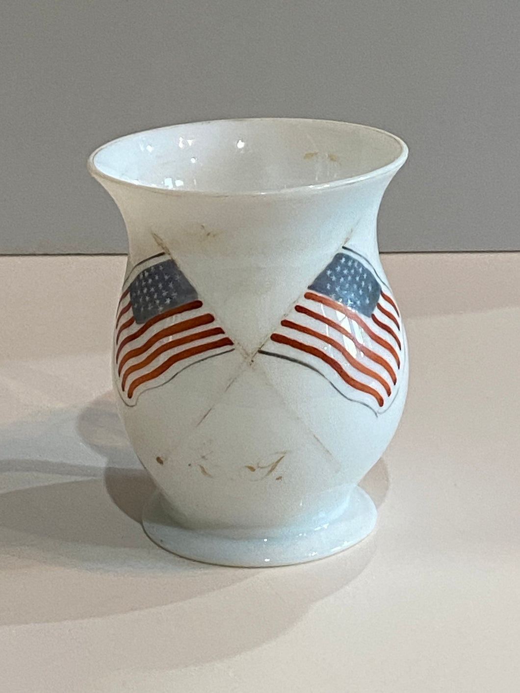 Antique Free Blown Glass Cup Patriotic American Flags Zachary Taylor Ca. 1840’s