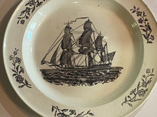 Load image into Gallery viewer, Staffordshire Creamware Liverpool Plate with British Ship
