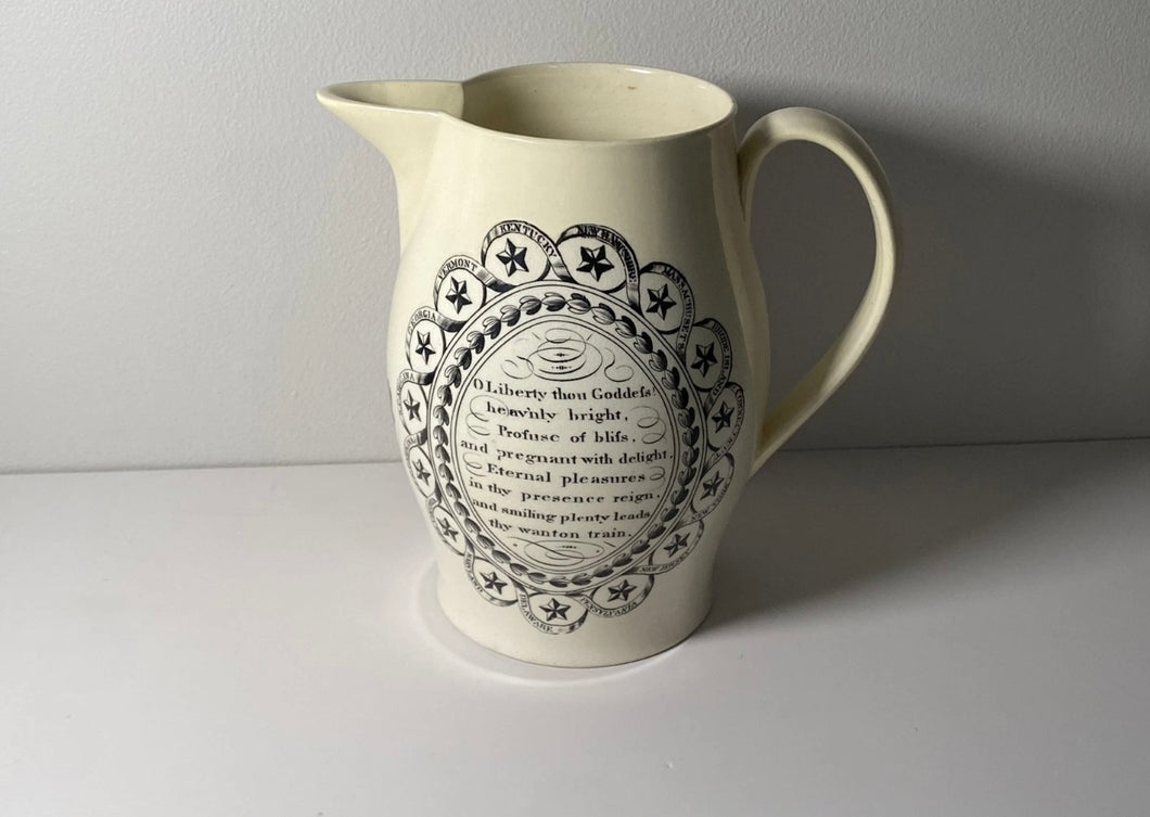 Staffordshire Creamware Liverpool Pitcher Bakers Arms Chain Of States Liberty