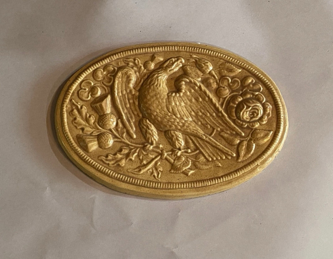 Historical Staffordshire Yelloware Plaque With Embossed Eagle Ca. 1830’s