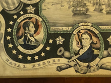 Load image into Gallery viewer, Original Navel Heros of the United States N. Currier &amp; Ives Battle of Lake Champlain
