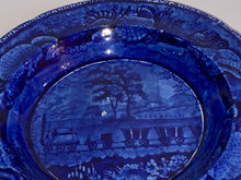 Load image into Gallery viewer, Historical Staffordshire Blue Soup Plate Baltimore And Ohio Railroad
