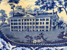 Load image into Gallery viewer, Historical Staffordshire Blue Platter Hartford Deaf &amp; Dumb Asylum Hartford 1825
