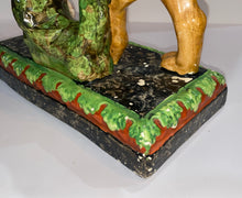 Load image into Gallery viewer, Staffordshire Pearlware Lion Mantle Figure With Globe Ca. 1820’s
