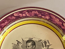 Load image into Gallery viewer, Historical Staffordshire Pink Luster War Of 1812 Plate With Pike Transfer 1815
