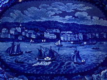 Load image into Gallery viewer, Historical Staffordshire Blue Platter View of Sandusky Ohio Ca. 1825
