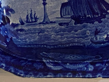 Load image into Gallery viewer, Historical Staffordshire Blue Vegetable Dish The Eddistone Lighthouse
