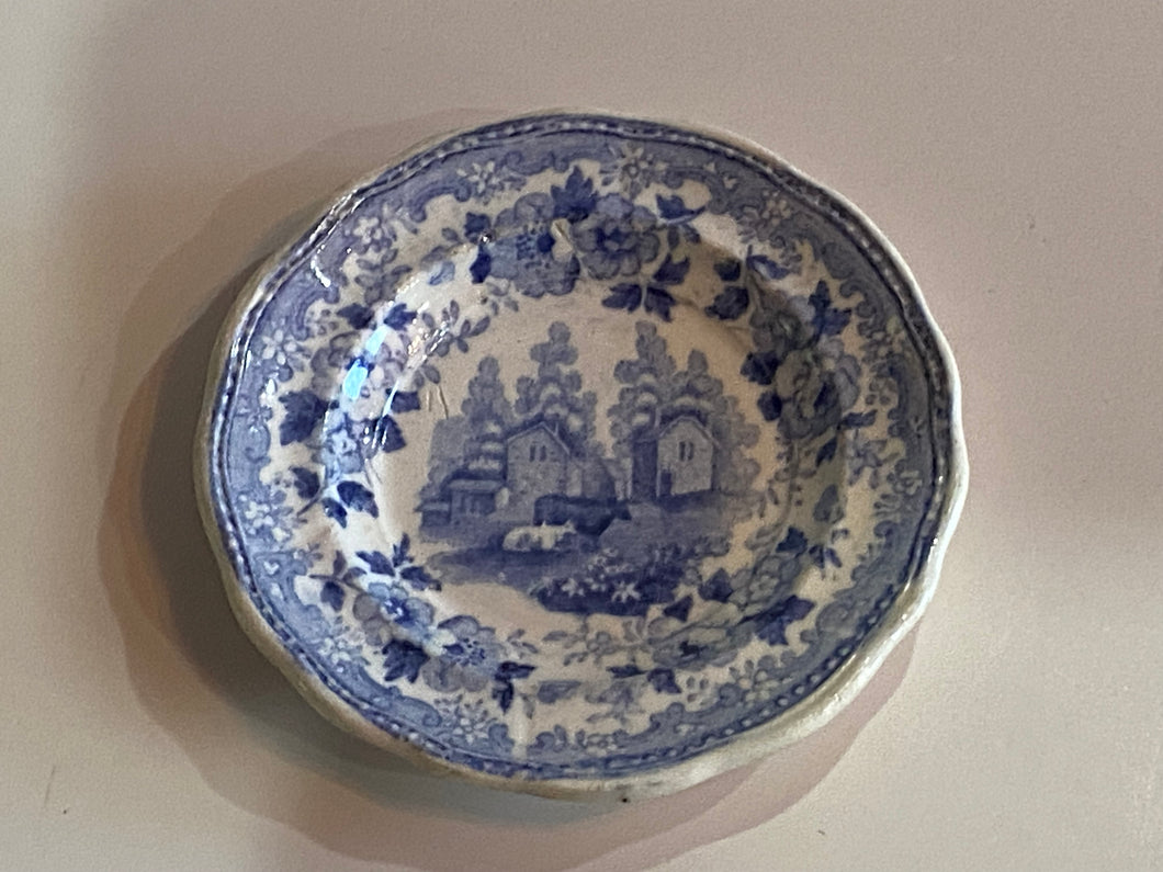 Historical Staffordshire Cup Plate View of Newburgh, New York Hudson River