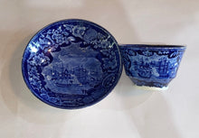Load image into Gallery viewer, Historical Staffordshire Macdonough’s Victory Cup And Saucer Blue Transfer
