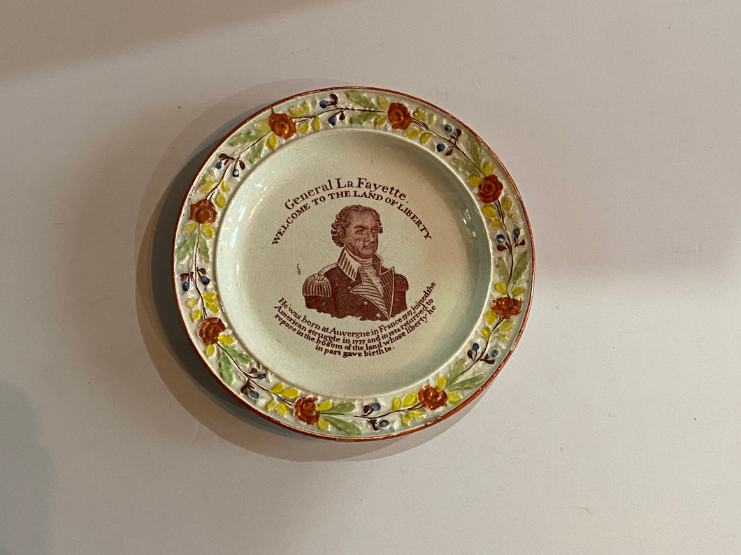 Staffordshire Pearlware General Lafayette Welcome to The Land of Liberty Childs Plate Right Facing