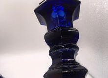 Load image into Gallery viewer, Antique New England Glass Co. Cobalt Blue Hexagonal Candlesticks Ca. 1850
