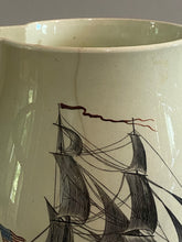 Load image into Gallery viewer, Staffordshire Creamware Liverpool Pitcher Polychrome American Ship Liberty and Independence Washington Poem
