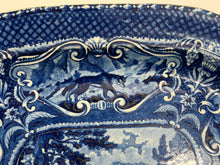 Load image into Gallery viewer, Staffordshire Blue Transfer Quadrupeds Platter Horses Ca. 1825
