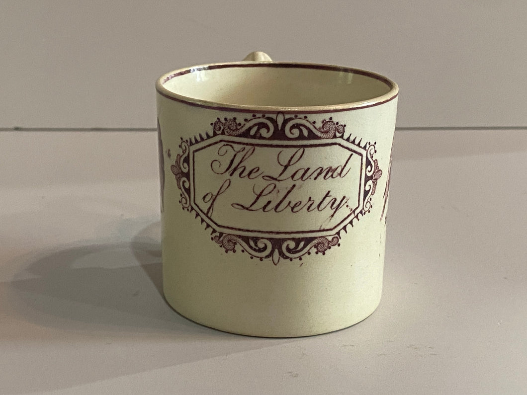 Staffordshire Pearlware “The Land of Liberty” Childs Mug American Eagle Shield