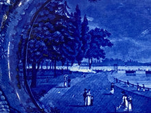 Load image into Gallery viewer, Historical Staffordshire Blue Well and Tree Platter Castle Gardens Battery New York Ca. 1825
