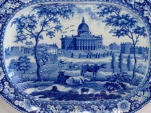 Load image into Gallery viewer, Historical Staffordshire Blue Small Platter Boston State House Ca. 1825
