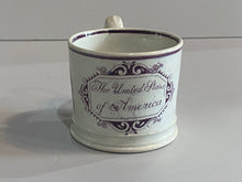 Load image into Gallery viewer, Staffordshire Pearlware Childs Mug The United States of America Eagles

