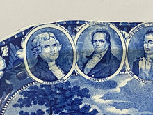 Load image into Gallery viewer, Historical Staffordshire Blue Platter Oatlands Surrey 4 Medallion Erie Canal

