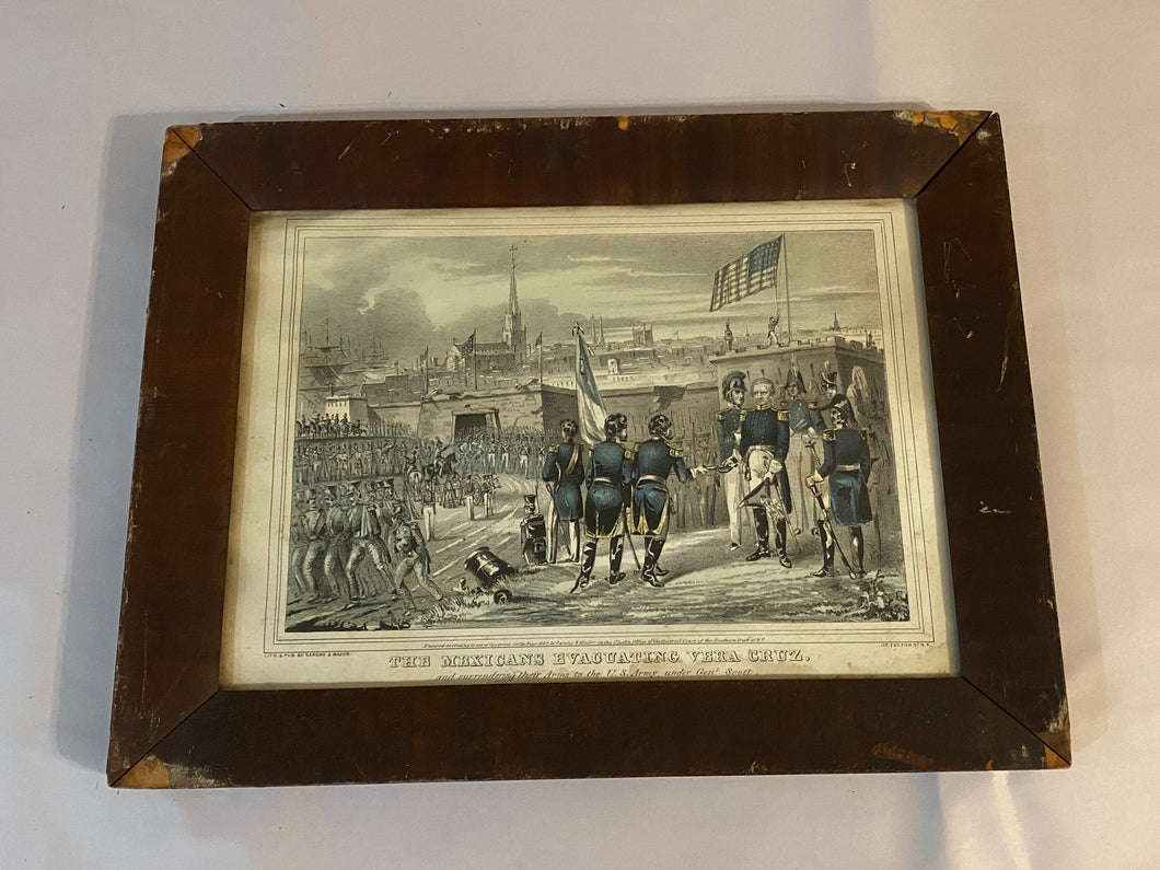 Currier & Ives Type Print Mexicans Evacuating Vera Cruz Surrendering U.S.