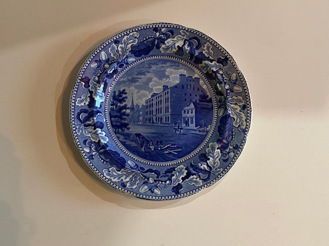 Historical Staffordshire Blue Plate City Hotel New York Ca. 1825