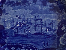 Load image into Gallery viewer, Historical Staffordshire Blue Macdonough’s Victory Plate 9 1/8” Ca. 1825
