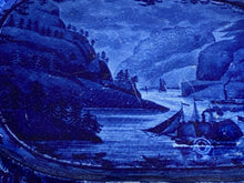 Load image into Gallery viewer, Historical Staffordshire Blue Small Platter Highlands Hudson River Chancellor of Livingston Boat 1825
