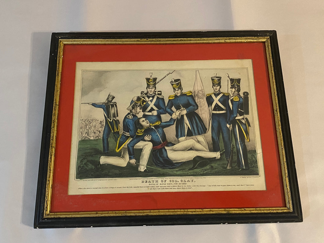 Currier & Ives Type Print Death Of Col. Clay Battle Of Buena Vista Kellogg