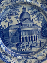 Load image into Gallery viewer, Historical Staffordshire Blue Dinner Plate Boston State House By Wood
