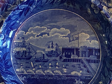 Load image into Gallery viewer, Historical Staffordshire Blue Soup Plate Landing Of Lafayette
