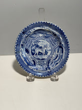 Load image into Gallery viewer, Staffordshire Blue Transfer Quadruped Spotted Dog Plate Ca. 1825
