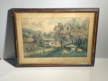 Load image into Gallery viewer, Original Currier &amp; Ives Print American Homestead Spring Great Condition
