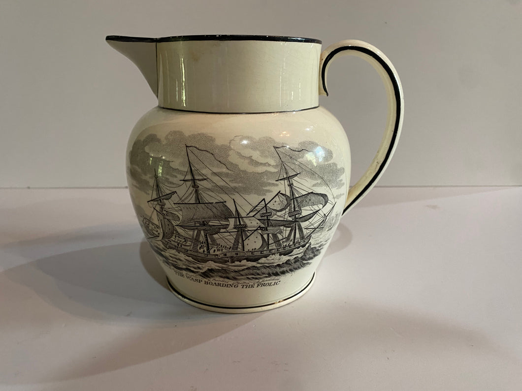 Historical Staffordshire War 1812 Pitcher Stephen Decatur Wasp Boarding Frolic