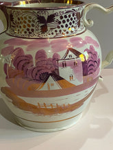 Load image into Gallery viewer, Staffordshire Pink Luster House Pitcher Commodore Perry
