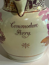 Load image into Gallery viewer, Staffordshire Pink Luster House Pitcher Commodore Perry
